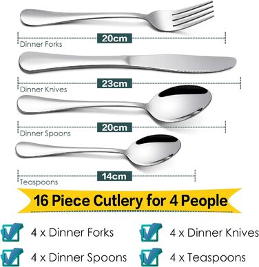 Набор столовых приборов из 16 предметов на 4 персоны Herogo