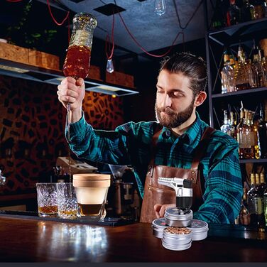 Набір для куріння коктейлів, набір для куріння віскі MKNZOME з 4 копченими коктейльними коптильнями, тирсою, подарунком на День батька, аксесуарами для коктейлів, для димних коктейлів, вина, напоїв, бурбону, кави, м&39яса (A01)