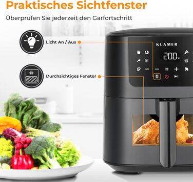 Аерофритюрниця 5 л, 1500 Вт, чорна Klamer