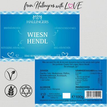 Класичний набір спецій Hallingers - 1 - Подарунковий набір спецій ручної роботи, 12 спецій з усього світу (Набір) - Літній подарунок та ідеальний подарунок для барбекю Подарунок для нового дому з вітаннями та дружбою Класичні спеції., 12 спецій (73603) (B