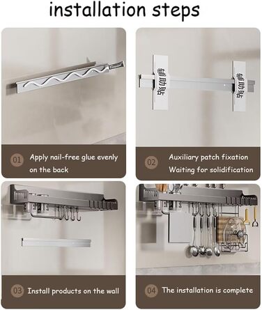 Настінний органайзер для кухонного приладдя 50 см чорний Generisch