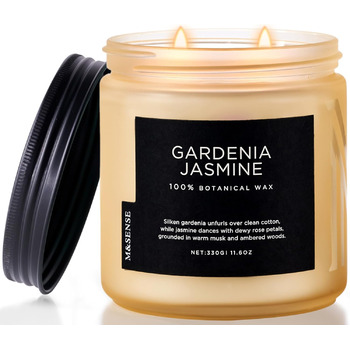 Ароматичні свічки M&SENSE з кавою у скляній банці з 2 гнітами 330 г, час горіння 70 годин, свічка з натурального соєвого воску для спальні, кухні, декору дому, подарункова свічка для чоловіків та жінок, смажена кава (гарденія жасмин)