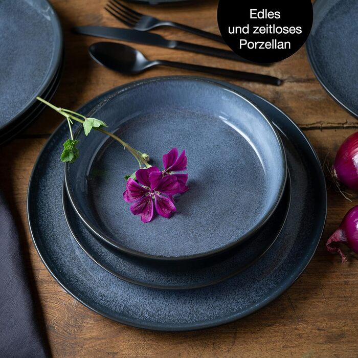 Набір посуду Moritz & Moritz VIDA з 18 предметів 6 осіб Елегантний набір тарілок з високоякісної порцеляни посуд, що складається з 6 обідніх тарілок, 6 десертних тарілок, 6 тарілок для супу набір посуду з 18 предметів