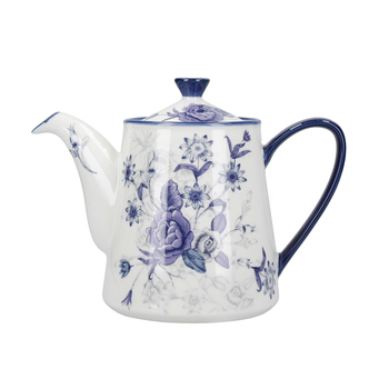 Чайник заварювальний London Pottery BLUE ROSE, кераміка, мигдальна слонова кістка/синій, 900 мл