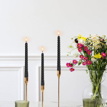 Набор из 4 конических спиральных свечей 2 x 20 см, черный Bolosa