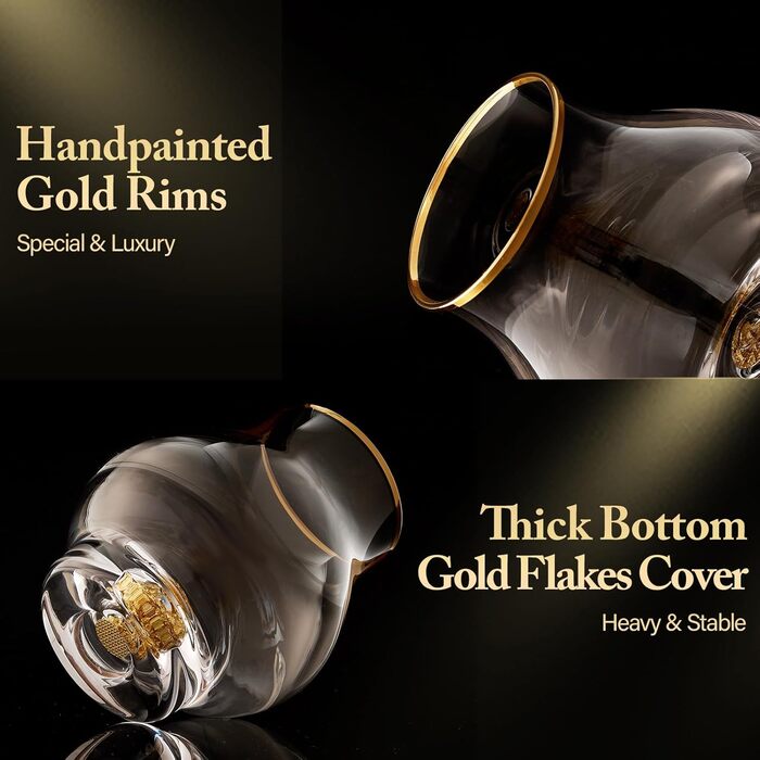 Набір із 4 келихів для віскі 205 мл із золотими обідками DUJUST