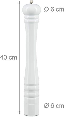 Дерев'яний млин для перцю і солі 40 см, білий Relaxdays