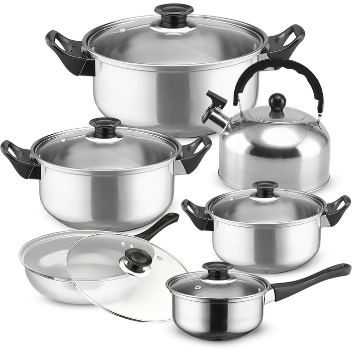 Набір кухонного посуду з нержавіючої сталі, 12 предметів Retoo