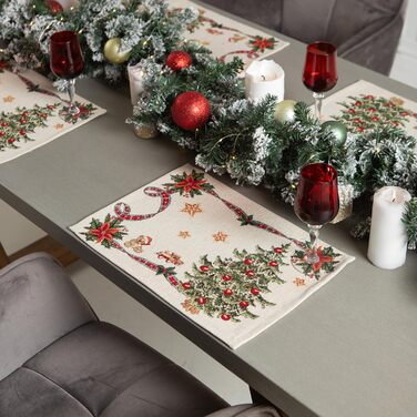 Дім різдвяної гобеленової різдвяної скатертини Скатертина на Різдво та Новий рік (Ялинка (Іскриста), Серветка 35x45 см)