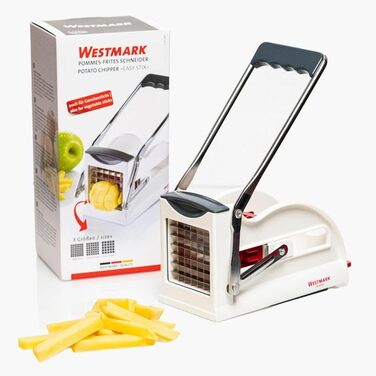 Нож для картофеля фри Westmark - легко готовьте овощные палочки, картофель фри и т.д. с помощью мягкого на ощупь рычага - Овощерезка с 3 вставками из нержавеющей стали (белый-антрацит) Резак Easy Stix