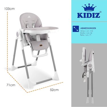 Детский стульчик для кормления от 6 месяцев светло-серыйKidiz
