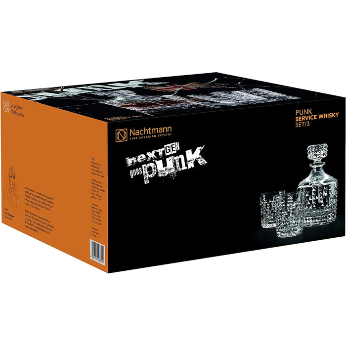 Набор для лонг-дринка, 4 предмета, хрустальное стекло, 390 мл, Punk, 0099498-0 (графин 2 чашки)