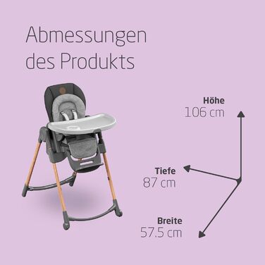 Дитячий стільчик для годування від 0 до 14 графіт Minla Maxi-Cosi