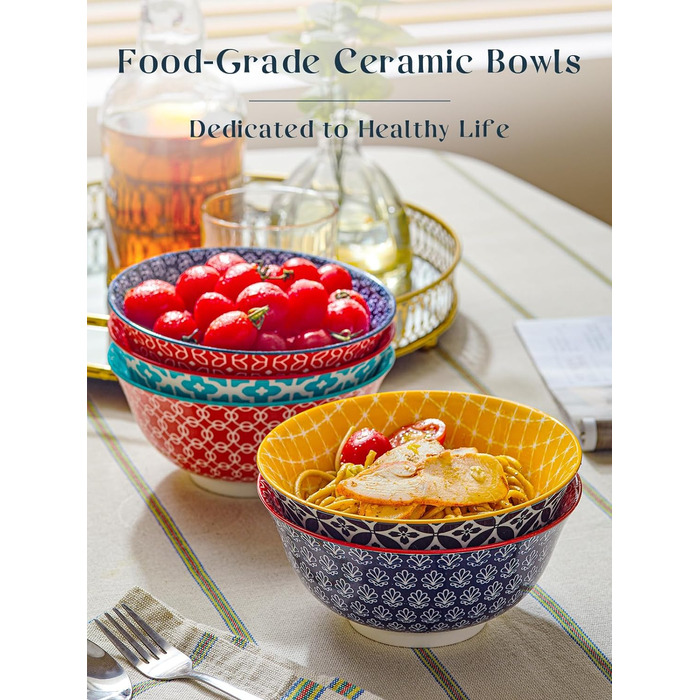 Набор из 6 пиал для хлопьев 680 мл, разноцветный Dowan