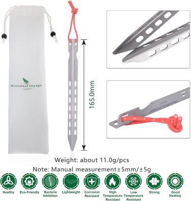 Титановые колышки для палаток 12 шт. Ti4008P iBasingo