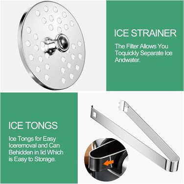 Відро для льоду з нержавіючої сталі з герметичною кришкою 1,3 л Ghazpmuk