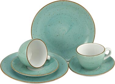 Серия ВИНТАЖ ПРИРОДА, Терра, набор посуды, кофейный сервиз 6 предметов, фарфор, (цвет морской волны), 22334