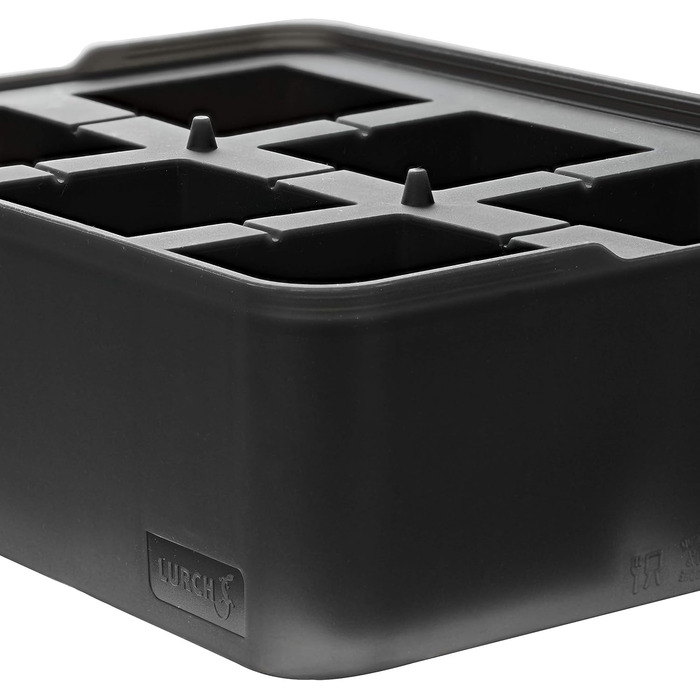 Силіконовий льодогенератор Lurch ICE FORMER преміум-класу з кришкою на 20 кубиків льоду розміром 3 см, чорний, кубик 3 см (куб 5 см)