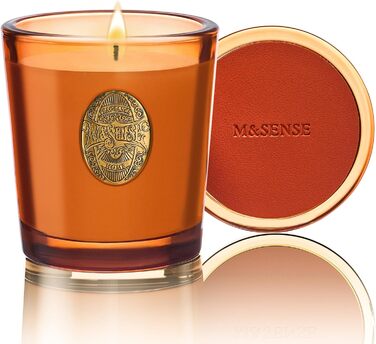 Ароматна свічка M&SENSE &quotЛісова хатина&quot, ароматичні свічки у склянці, натуральна соєва свічка, час горіння 55 годин, подарункові свічки для жінок та чоловіків, подарункова свічка (Noir Luft, 260 г)