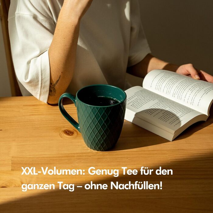 Чашка для чаю 650 мл з ситечком та кришкою, темно-зелена KIVY