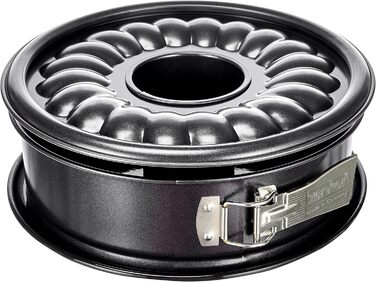 Форма для выпечки Zenker 7004 Ø 26 см DELUXE, форма для выпечки с эмалированным плоским и трубчатым дном из листовой стали, круглая форма для выпечки с очень высоким бортиком (цвет черный металлик), количество