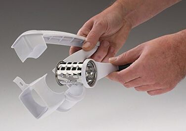 Барабанна терка/рубанок Westmark з 3 ріжучими барабанами та вбудованим поршнем, нержавіюча сталь/пластик, тріо, білий/антрацит, 11722260 одинарний