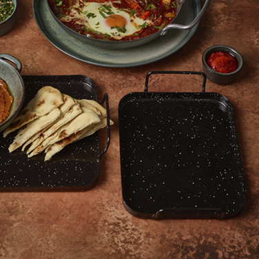 Піднос прямокутний 21*17 см, емальований, чорний, GenWare