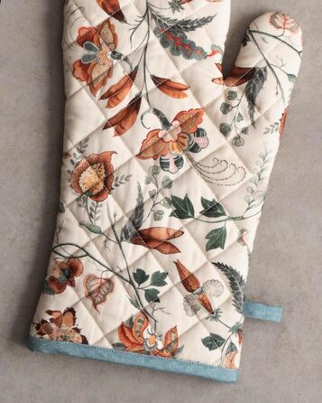 Рукавички для духовки, прихватки для каструль Maison d&39 Hermine, 100 бавовна, термостійкі кухонні рукавички, рукавички для духовки (19 x 33 см) та прихватки для каструль (20 x 20 см) для приготування їжі, Morzine - Рукавички для духовки (19 x 33 см) та 