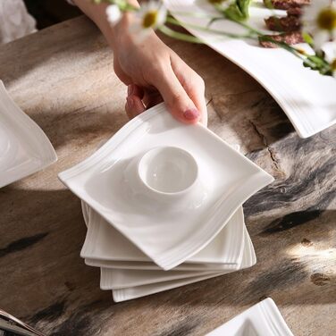 Серія FLORA, набір порцелянових креманки для каш з 6 предметів, миска для рису 450 мл, закусочна миска, десертна миска для салату, супів, рамен, фруктів і т.д. 13,5x13,5x5,4 см (білий, 12 шт. (упаковка 1))