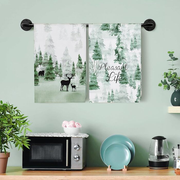 Рушники кухонні бавовняні 4 шт., рушники кухонні бавовна 100 осінній набір кухонних рушників багатофункціональний високоякісний кухонний сушарка рушник бар 50 х 70СМ (ялинка лось)