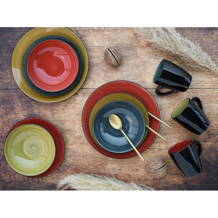Набір посуду на 4 персони, 16 предметів, різнокольоровий Samoa Creatable