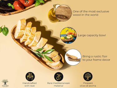 Багетна хлібниця з оливкового дерева - Миска для закусок довгаста - Дерев'яна миска в сільському стилі - Декоративна миска - Миска для фруктів - Миска ручної роботи - Миска для ювелірних виробів - Багатофункціональна миска (1,25-29 см)