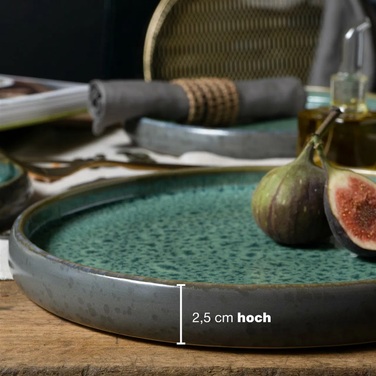 Набір з 4 обідніх тарілок 26 см, зелена реактивна глазур Moritz & Moritz