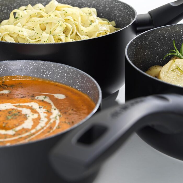 Каструлі Progress, каструлі з антипригарним покриттям з металу, мармуру та кераміки, легкий алюмінієвий екструзійний матеріал - Підходять для всіх типів плит, крім індукційних варильних поверхонь, каструлі можна мити в посудомийній машині (каструлі, 2,3 л