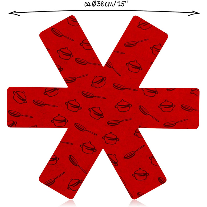 Набір з 9 фетрових підставок під гаряче 38 см, сірий/червоний/чорний Com-Four