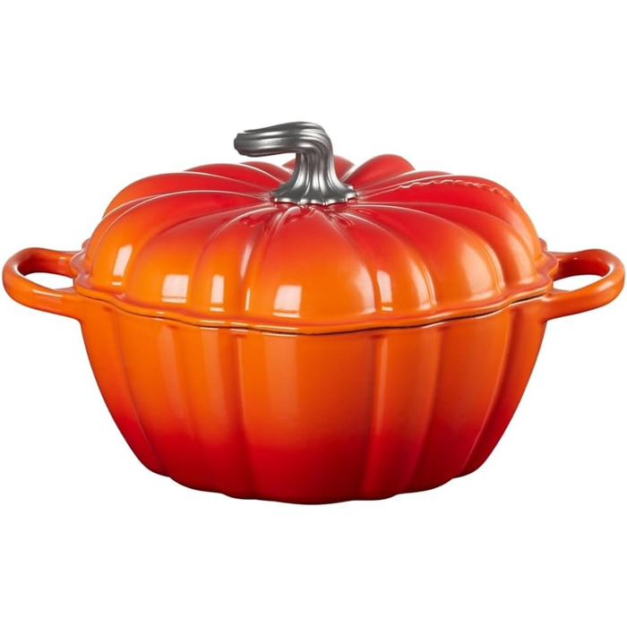 Чугунная жаровня в форме тыквы 4 л с крышкой, оранжевая Calabaza Cocotte LE CREUSET