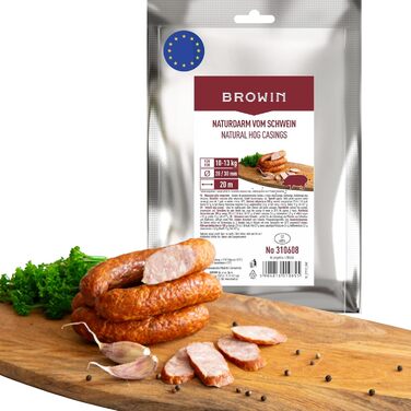 Натуральна оболонка для ковбас Натуральна оболонка вищого сорту для домашньої ковбаси, ялівцевої ковбаси, білої ковбаси, сардельки (калібр 18/20 мм, 91 метр, овеча оболонка)