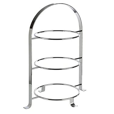 Стійка для сервірування APS високоякісна хромована металева підставка на 3 тарілки з максимальним Ø 27 см - загальна висота 43 см (тарілка в комплект не входить) 3 тарілки - Ø 27см