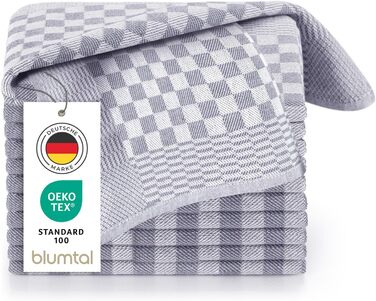 Бавовняні кухонні рушники Blumtal 50x70 см. Набір із 5 шт. - Кухонні рушники, сертифіковані Oeko-TEX - Надзвичайно вбираючі кухонні рушники - Можна прати до 95 C - Біла клітка (10 шт., сірі)