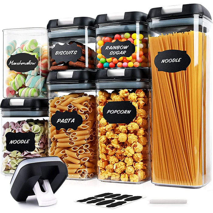 Набір ємностей для зберігання 7 предметів, чорні Amzeeniu