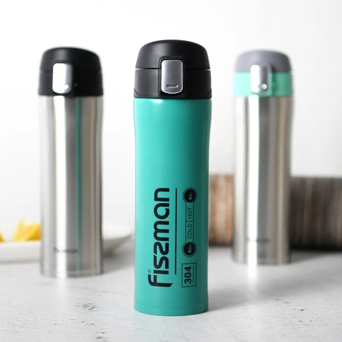 Термос-кухоль Fissman 450 мл синій нержавіюча сталь (9880)