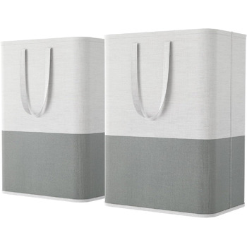 Большая отдельно стоящая корзина для белья, складная корзина для белья, темно-светлая, 2 x 80 л 2X80 л, 2 Pack