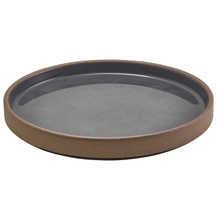Тарілка презентаційна 18*2.3 см із низьким вертикальним бортом, Kava Dark Grey Stoneware Raw Wall, GenWare