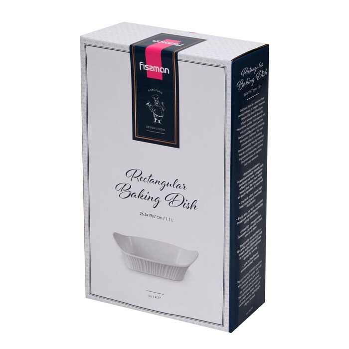 Прямокутна форма для запікання Fissman 26,5х19х7 см / 1,1 л порцеляна (14177)