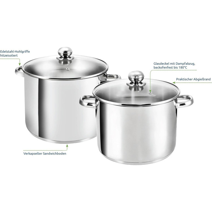 Індукційна каструля Kopf XXL Gigant, Ø 28 см, висота 21 см, нержавіюча сталь (9 літрів)