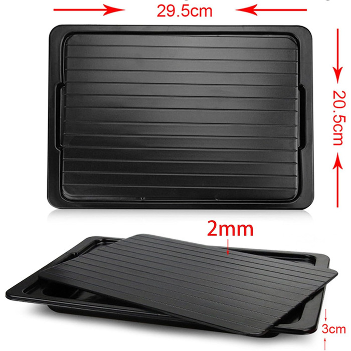 Дошка для розморожування 29,5 x 20,5 см з піддоном, чорний WDEC