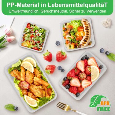 Набір Kottwca, набір Tupperware із 30 предметів (15 контейнерів 15 кришок), кухонні коробки для приготування їжі, 100 герметичні, без бісфенолу А, контейнер для зберігання продуктів для мікрохвильової печі та холодильника (набір із 20 великої місткості)