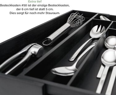 Лоток для столових приборів budu 47 (глибина 47 см) від - Організатор для кухонних шухляд - Висувний - Організатор для кухонних шухляд (50 см, бамбук - чорний)