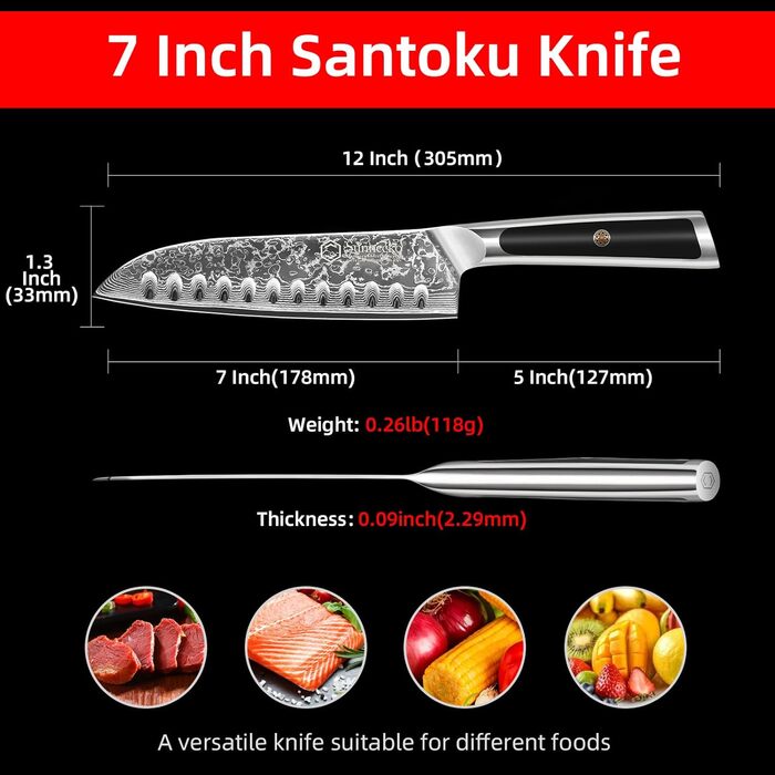 Дамаський ніж Sunnecko 20 см Кухонний ніж шеф-кухаря - гострий ніж з дамаської сталі, кухонний ніж з ергономічною ручкою