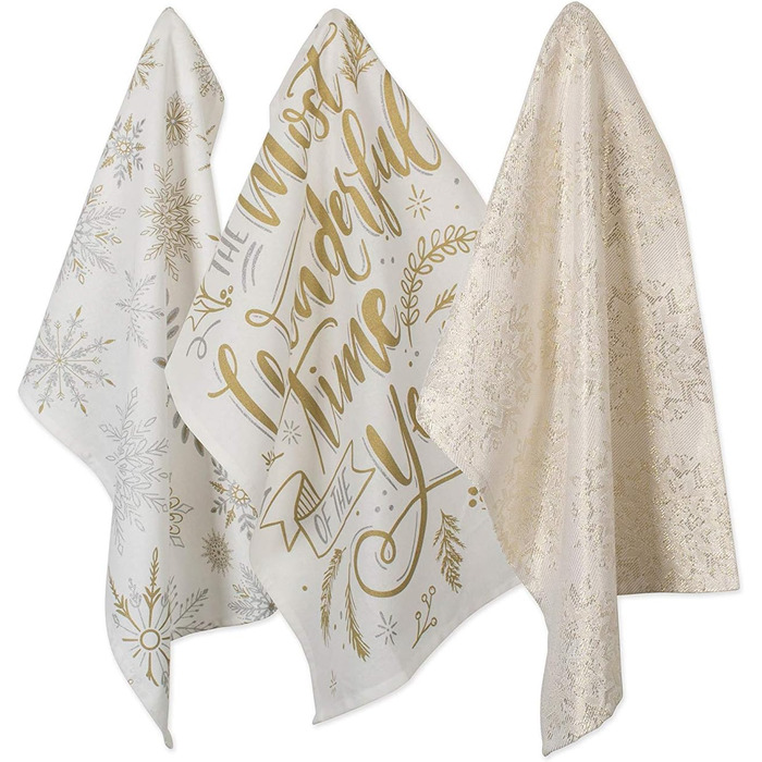 Набір з 3 декоративних кухонних рушників 45,7 x 71,1 см Сніжинки DII